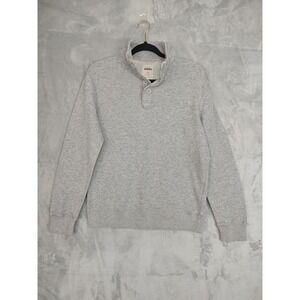 Fossil Mens Sweatshirt Pullover Gray Mock Neck Button Detail Size Small